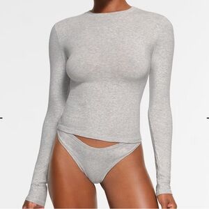 Skims Heather Gray Long Sleeve Shirt